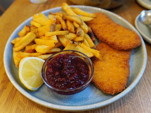 Schnitzel w/Lingonberry jam at Beet in Luxembourg City