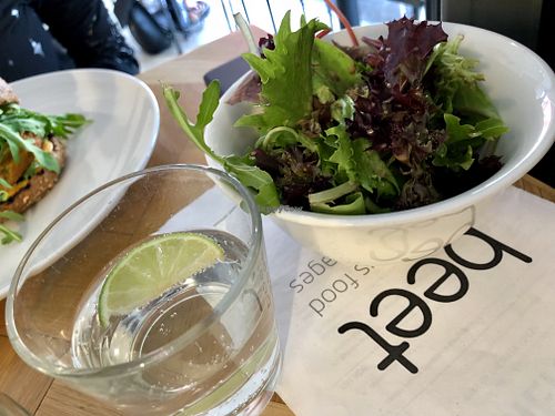 salad & water at Beet in Luxembourg City