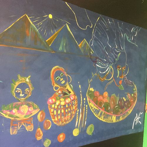 Cool artwork on the walls at Viva La Vegan in Atlanta