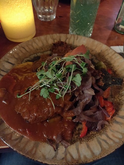Aubergine schnitzel at Eetcafe Spinoza in Leeuwarden