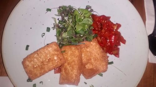 Crispy bean curd and salt and pepper guacamole (ask for no honey) at Treacle Bar and Kitchen in Edinburgh