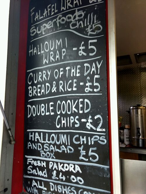 menu at Fired Up Food Hut in Edinburgh