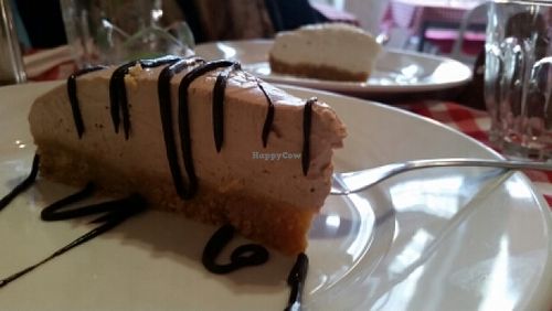 Chocolate Cheesecake in the front, Coconut in the back. at NovaPizza Vegan Kitchen in Edinburgh