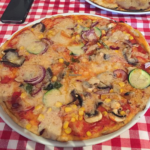 the aptly named 'vegan' vegan pizza  at NovaPizza Vegan Kitchen in Edinburgh
