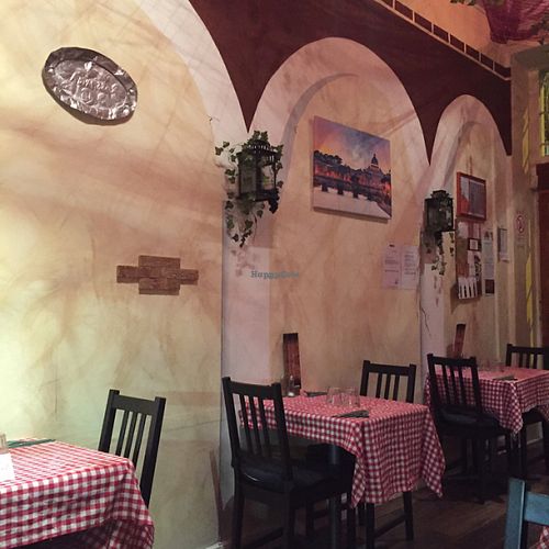 inside the trattoria  at NovaPizza Vegan Kitchen in Edinburgh