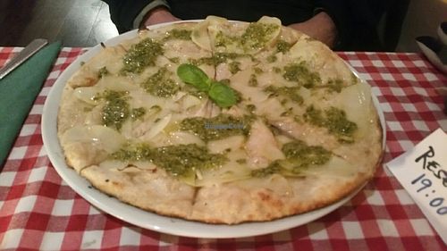 Basil pesto and potato pizza at NovaPizza Vegan Kitchen in Edinburgh