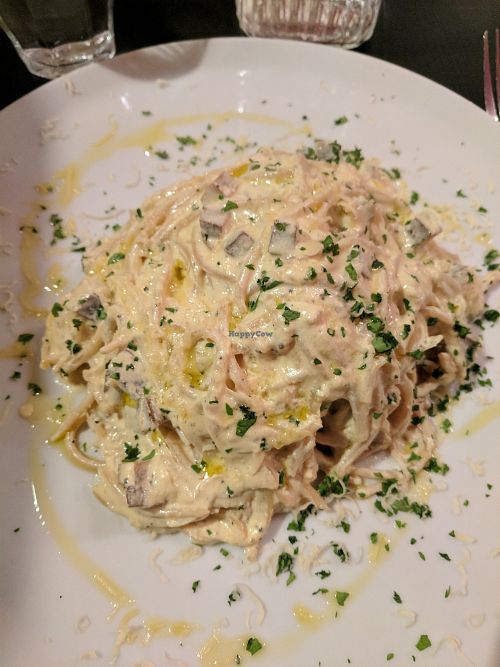 Vegan Carbonara at NovaPizza Vegan Kitchen in Edinburgh