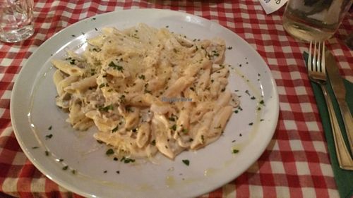 Quartro Formaggi Penne with mushrooms  at NovaPizza Vegan Kitchen in Edinburgh