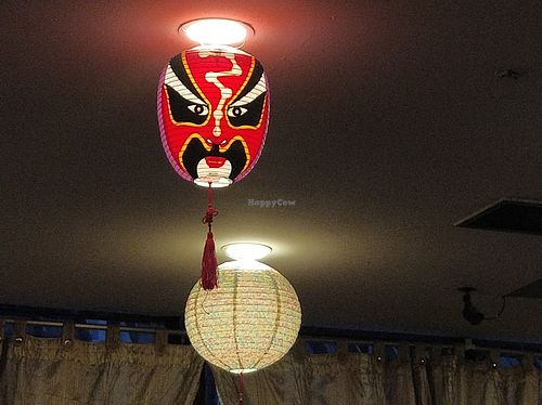 Restaurant interior decor - Chinese opera face masks at Nature Vegetarian Delights 大自然素食 - Upper Serangoon in Northeast Singapore