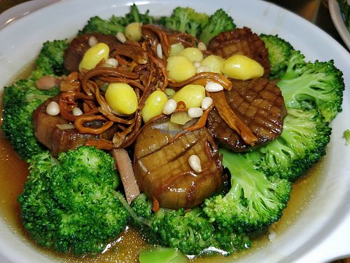 Broccoli w/ Ba King Oyster Scallop, Cordyceps Flower, Ging & Pine Nuts at Nature Vegetarian Delights 大自然素食 - Upper Serangoon in Northeast Singapore