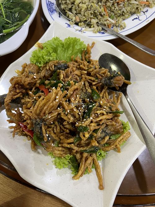 Fried crispy mushroom Squid 8.5/10   at Nature Vegetarian Delights 大自然素食 - Upper Serangoon in Northeast Singapore