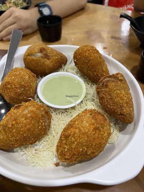 Yam lychee prawn with wasabi 7.5/10 a bit heavy  at Nature Vegetarian Delights 大自然素食 - Upper Serangoon in Northeast Singapore
