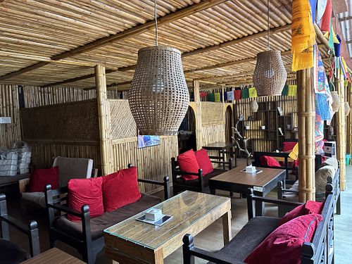 Great seating / dining area upstairs  at Loving Heart in Kathmandu