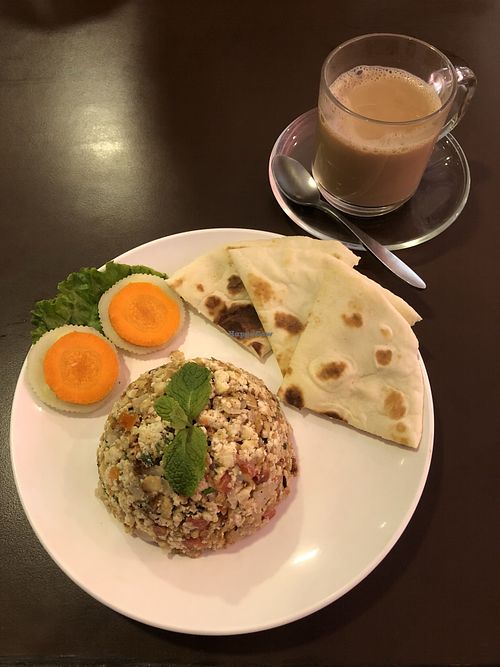 Scramble breakfast and chai at Loving Heart in Kathmandu