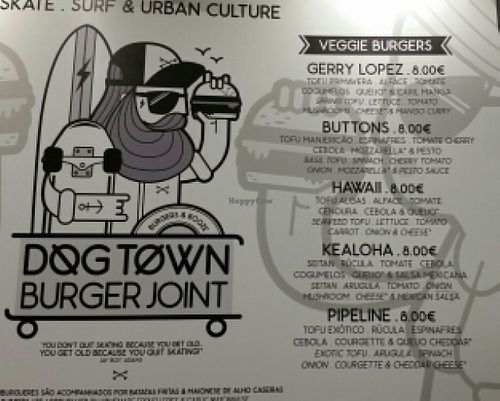 menu at Dog Town Burger Joint in Lisbon