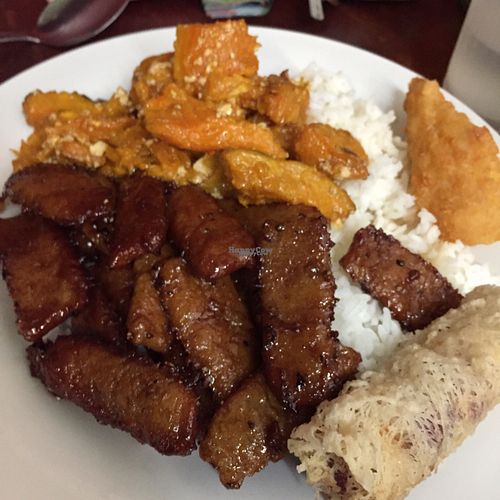crispy soy, pumpkin and tofu, taro roll at Blossoming Lotus in Newtown