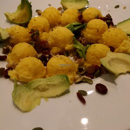 Special vegan polenta with nuts,seeds, berries and avocados, prepared on request at Superfood in Sarajevo