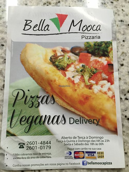 Vegan advertising at Bella Mooca Pizzaria in Sao Paulo
