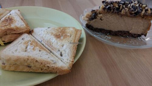 salami and cheese toastie and snickers cheese cake at Soya Cafe in Krakow