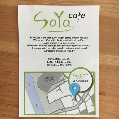flyer  at Soya Cafe in Krakow