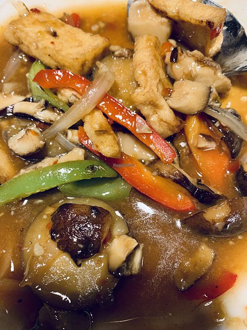 Eggplant and mushrooms with tofu; sauce was garlicky and delicious  at The Thai House in Wenatchee