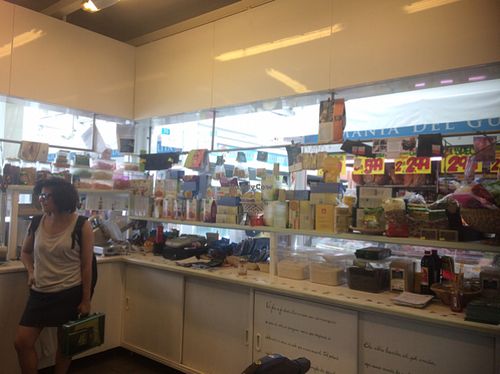 inside the store/stall at Vegan Store Stall 83 in Rome