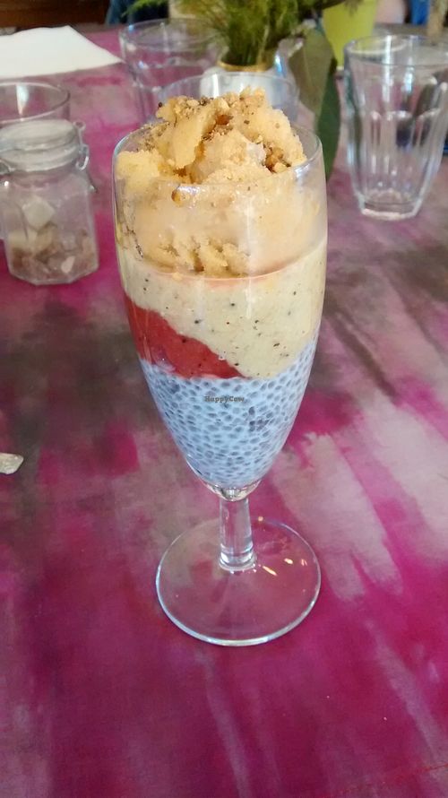 Apricot sorbet, tapioca, hazelnut cream at Les Delices de Leilla in Albi