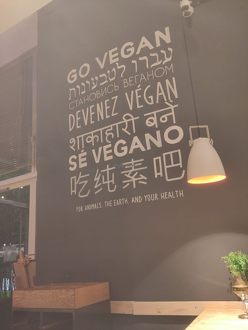 Go Vegan wall art at Sattgrün in Essen