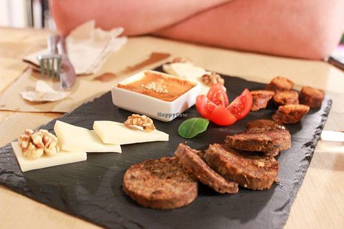 vegan platter - chorizo, cheese, spread.. at La Libelula Vegan Cafe in Fuengirola