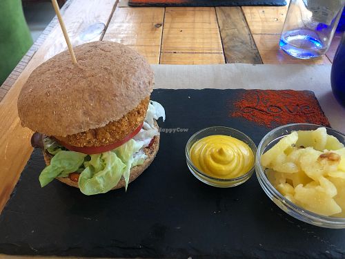 Chickpea burger at La Libelula Vegan Cafe in Fuengirola