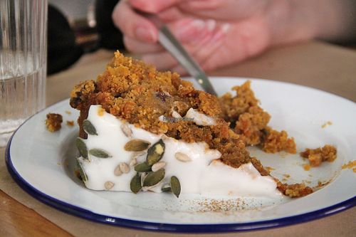 Carrot cake (dessert from menu del dia).  at La Libelula Vegan Cafe in Fuengirola