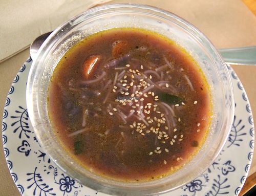 Soup from menu del dia.  at La Libelula Vegan Cafe in Fuengirola
