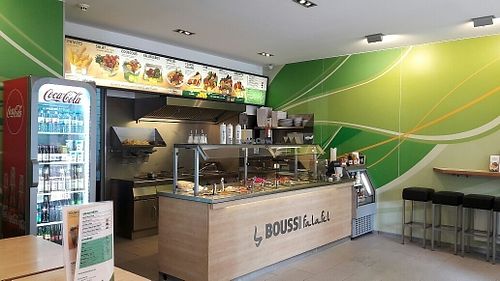 seating area at Boussi Falafel - Mall of Berlin in Berlin