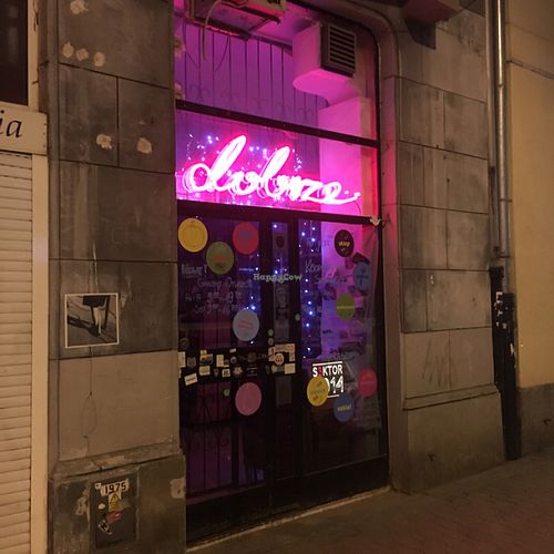 outside at night  at Dobrze - Wilcza in Warsaw