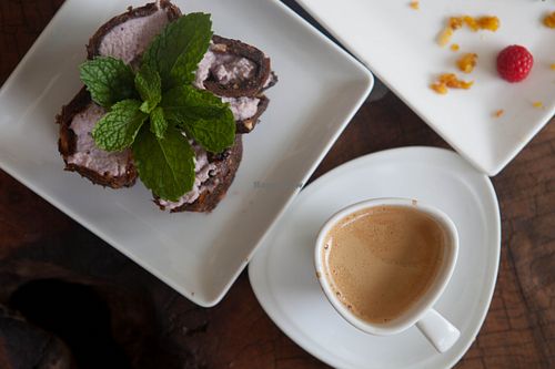 raw rolls with strawberry , apple and raspberries, cashew cream with honey and orange at Harmony in Koh Phangan