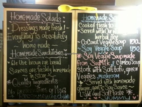 menu board at Veggie Bean in Koh Samui