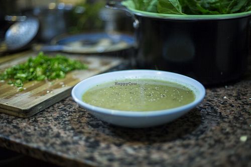 Cream of zucchini with seeds
 at A Cova Dos Ratos in Vigo