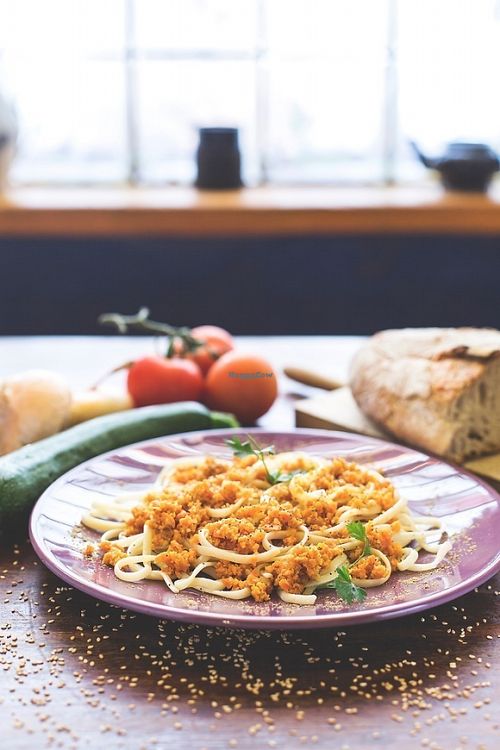 Pasta with carrot pesto at A Cova Dos Ratos in Vigo