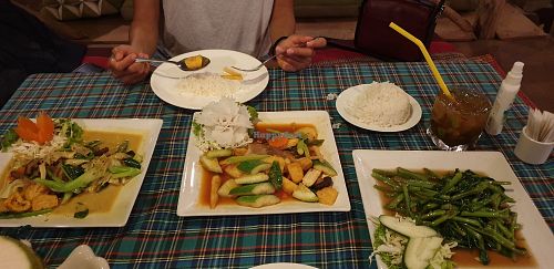 Huge plates!! at Hill Tribe Restaurant in Khao Lak