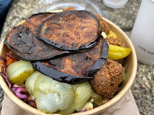 Falafel and aubergine box   at Eat a Pitta - Broadmead Kiosk in Bristol