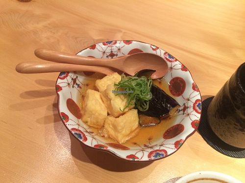 Eggplant and fried tofu. at Mamehachi in Kyoto