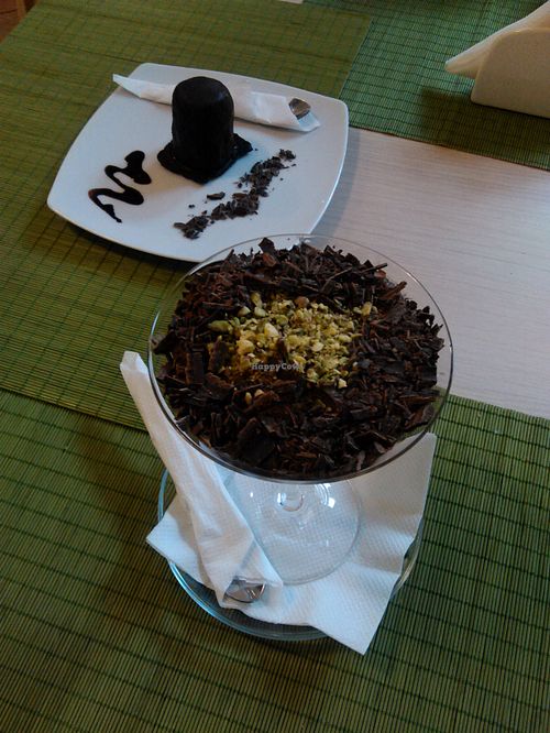 Raw sweets: Banana chocolate mousse and coconut kiss (both contain honey) at BIOFresh in Timisoara