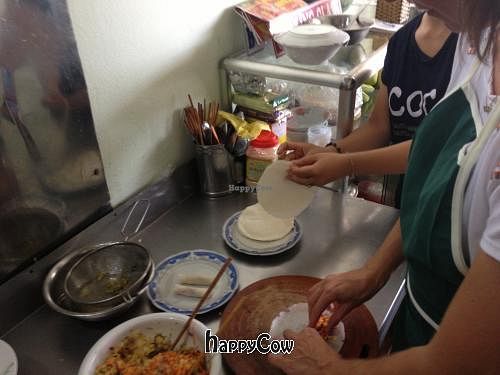 Making spring rolls at Karma Waters in Hoi An