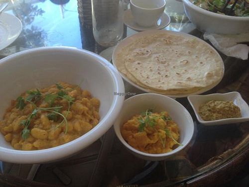 bean curry with roti, dhal and peanut sauce, mmmm at Karma Waters in Hoi An