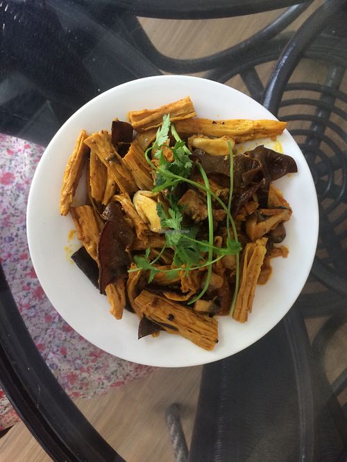 Tofu and mushrooms  at Karma Waters in Hoi An