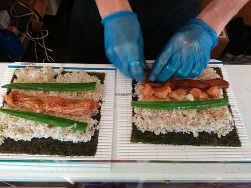 Rolling the sushi at Happy Maki in Brighton