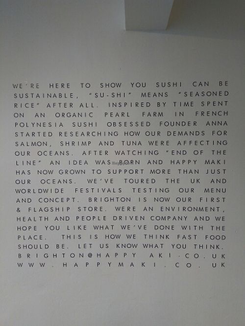 inside wall at Happy Maki in Brighton