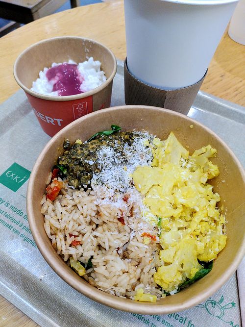 Coconut Dahl + rice pudding (all vegan) at ORY - EXKi in Orly
