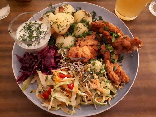 My food (oyster mushroom with salad and potatoes) at Pomylone Gary in Lublin