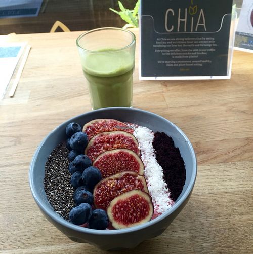 Yummy smoothie bowl for breakfast.  at Chia Naturally Healthy in Hitchin